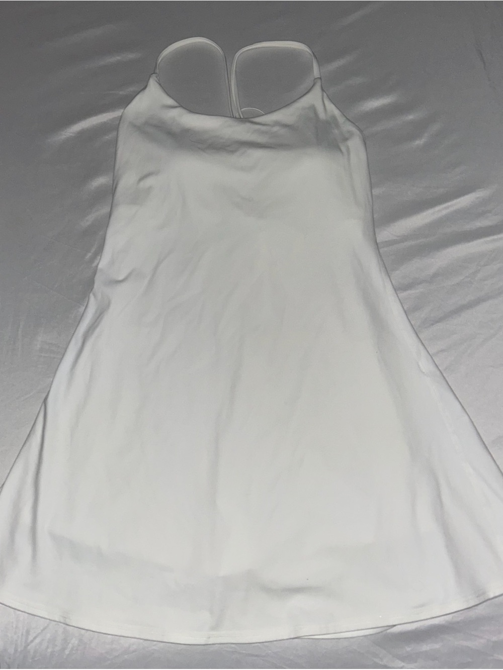 HALARA White Racerback Sports Dress with built in shorts and bra